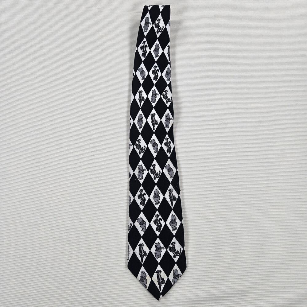 Vintage‎ Disney Winnie The Pooh Tigger Black White Diamond Neck Tie